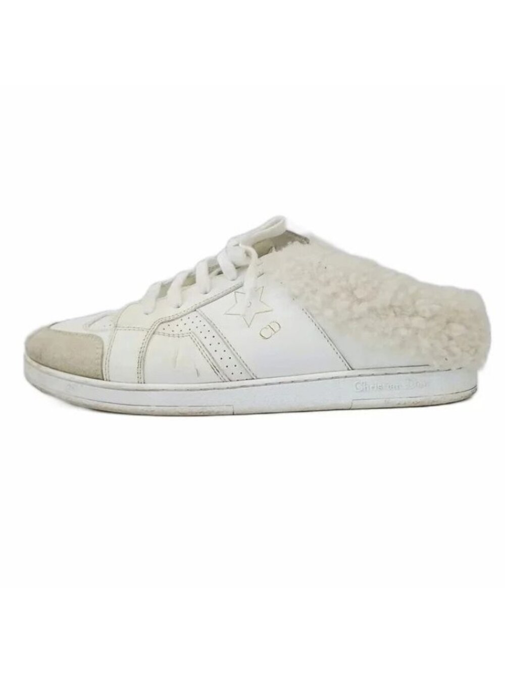 Dior Star Sneakers Slip-on Cowhide Calfskin Fleece Low Cut Logo White